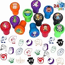 24 Stampini A Tema Giocattoli Per Feste Di Compleanno, 12 Disegni Colorati, Pre-inchiostrati, Sicuri Per Bambini, Attività Creative