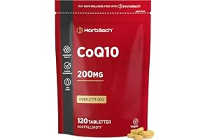 Coenzyme Q10 200mg - CoQ10-120 Veganska Tabletter | Kosttillskott Män & Kvinnor - Högt Doserat - Lämplig för Vegetarianer och Veganer - av Horbach
