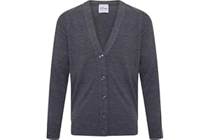 clicktostyles Kids Boys Girls School Uniform Knitted Cardigan V Neck Button UP Front Jumpers