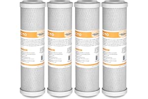 Membrane Solutions 2.5" x 10" Kohleblockfilter, Aktivkohlefilter, Carbon Block Wasserfilterpatrone Ersatz für ganze Haus Filtrationssysteme, für Umkehrosmose, 4 Stück
