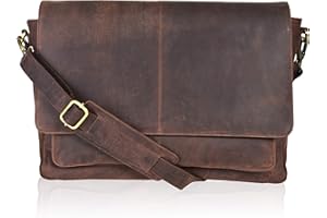 OAK LEATHERS Vintage Leather Messenger Bag | Brown |Laptop Bags | Adjustable Long Shoulder Strap | Classy And Adjustable | Gift For Men