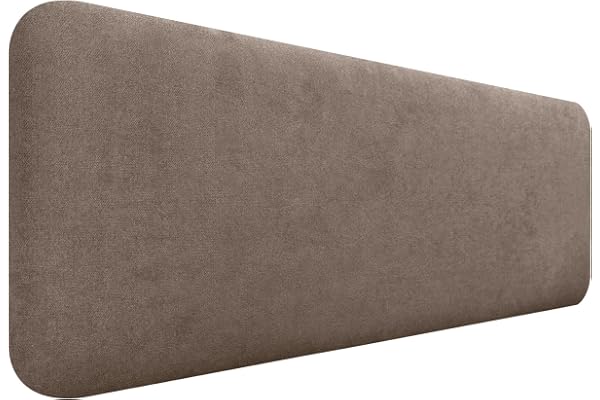 DHOME Slät Rundad Sänggavel Klädd i Aqualine-tyg för Vägg Akustiska Ljudabsorberande Sänggavlar för Sovrum (Brun, 150cm)