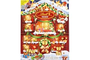 Lindt Calendario de Adviento Navidad Chocolate y Bombones . Sorpresas de Chocolates con Leche variados Lindor. Incluye Ositos y bombones surtidos , 170 g (Paquete de 1)