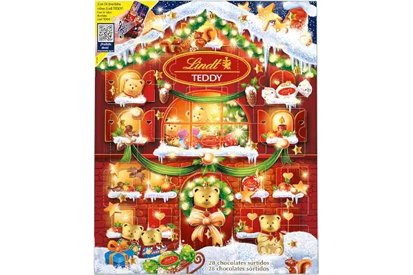 Lindt Calendario de Adviento Navidad Chocolate y Bombones . Sorpresas de Chocolates con Leche variados Lindor. Incluye Ositos y bombones surtidos , 170 g (Paquete de 1)