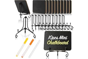 LOCCY 10 Stück Mini Kreidetafel mit Ständer - kleine tafeln zum beschriften - Abwischbare Mini Tafel mit Löschbar Kreidemarker - Buffet Schilder als Tischkarten Platzkarte Namensschilder Preisschilder