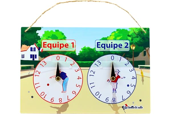 La Belle Boule® | Compteur de Score 30x20cm Pétanque en Étain Vintage | Plaque Métal avec Aiguilles Pivotantes pour 2 Équipes | Accessoire Décoratif Intérieur Extérieur | Compact et Facile à Suspendre