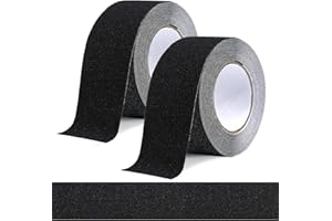 HOLYELKS Antirutsch Klebeband, 2 Rollen 5cm*10m, Antirutschband Außen Wasserfest, Antirutschstreifen für Treppen, Stark Sicherheitsband Rutschfest, für den Innen und Außenbereich Treppe Dusche (Schwarz)