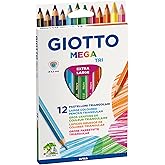 GIOTTO Mega -Tri, Thick Colored Pencils, Triangle Shape, 0.5 cm Lead | Assorted Colors, for Kids, Parties and Elementary Scho