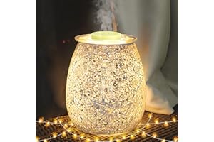 Sykollas Glass Electric Oil Lamp, Aroma Candle Warmer Melter Essential Oil Fragrance Burner, Night Light for Home Bedroom Living Room Decoration Gift - Silver