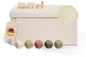 ‎LALENI Laleni Sitzbank mit Stauraum groß - Truhenbank mit Stauraum 76x38 cm - Sitztruhe mit Stauraum - Bequemer Hocker mit Stauraum - Aufbewahrungsboxen - Sitzbank klein - Bequeme Sitzbox in Beige