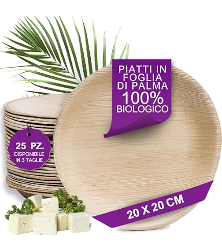 FOOGO Green 25 Piatti Monouso In Foglia Di Palma - Biodegradabili E Compostabili, Grandi E Piccoli, Per Feste - 4