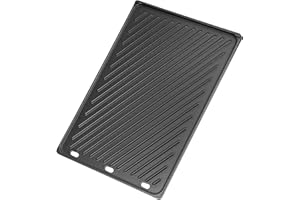 onlyfire Plaque de Gril en Fonte, 44x29,5cm, Utilisable des Deux Côtés, Plaque Réversible pour Weber Spirit I & II 300 Série Gril à Gaz, Plaque de Cuisson pour Barbecue, Remplacement pour Weber 7638