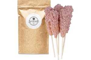 SIVIFOOD SPIRIT - OF - ORIENT SIVIFOOD Bastoncini di zucchero candito al gusto di rosa Confezione da 10 - Caramelle dorate su bastoncino per petali di rosa da tè Bastoncini di zucchero su bastoncino da regalare