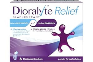 Dioralyte Relief Blackcurrant - Fast and Effective Rehydration Treatment to Help Replace the Loss of Body Fluid and Electrolytes (minerals and salts) - Blackcurrant Flavour- 6 sachets