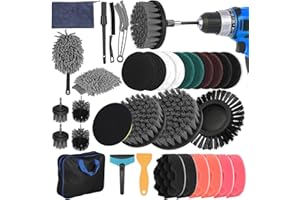 YOCOLE 32 Piezas Cabezal Cepillo Taladro Atornillador, Juego de Cepillos para Taladro, Kit Cepillo Power Scrubber para Llantas, Alfombras, Baño, Coche, Azulejos, Suelo