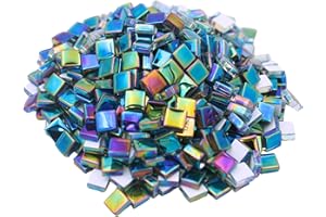 Yuvori Carreaux de mosaïque carrés en cristal de 0,5 kg à faire soi-même, pour salle de bain, salon, cuisine, balcon (arc-en-ciel irisé)