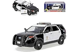 GENERISCH F*o*r*d Explorer SUV Los Angeles Police Interceptor Weiss Schwarz mit Licht und Sound 5. Generation 2010-2019 1/24 Motormax Modell Auto