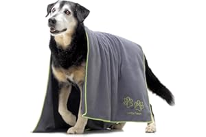 Lucky Paws® Hundehandtuch - 140x70cm XL Hundehandtuch extra saugfähig - schnell trocknend, luxuriös weiches Hunde Handtuch Hundebesitzer und Hunde Zubehör (1er-Pack, grau)