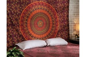 RAJRANG BRINGING RAJASTHAN TO YOU Arazzo mandala rosso 213x137 cm Arazzo Hippie elefante boemo Arazzo decorativo per la casa Appeso Camera da letto