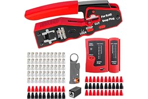 MAYLINEE-TECH MAYLINEE pelacables alicates de RJ45/RJ11 Juego de Herramientas de Reparación de cable de red, RJ12 Crimp Wire Stripping Cable prueba, Profesional Ordenador CAT5 Cat5e CAT6 de crimpado para(Negro)