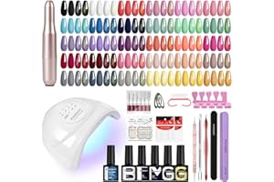 Phoenixy Kit Vernis Semi Permanent 30 Couleur avec Ponceuse pour Ongles Kit Ongle Gel U V Complet avec Lampe UV Base et Top Coat Vernis Semi Permanent Rose Jaune Bleu Adapté aux Débutants