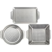 HEIMWERT Hochwertiges Premium Edelstahl Grillkorb 3er Set - Die hochrobusten und universell einsetzbaren Grillschalen…