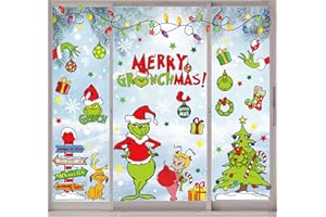 AnyDesign 6 Sheet Christmas Window Clings Large Cute Merry Christmas Window Decals Double-Sided Colorful Xmas Window Decor for Home School Office Decoration Xmas Party Supplies