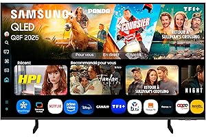 Samsung TV AI 43 Pouces QLED 43Q8F 4K Smart TV, Quantum Dots, Q4 AI Processor, WiFi, Airplay, HDR, Q-Symphony, OTS Lite, Knox Security, Gaming Hub, Bixby, Application opérateurs intégrées