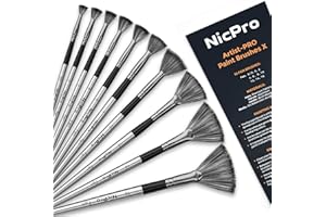 ‎NICPRO Nicpro 10 Stück Nylon Fächerpinsel-Set Malen Pinsel Set Künstler Pinsel für Acryl, Aquarell, Öl, Malen nach Zahlen, Miniatur Modell, Nageldesign