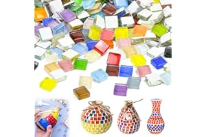 Zuxbolf 500g Mosaiksteine Bunte Quadratische Mosaikfliesen zum Basteln 1x1 cm Glasmosaiksteine Mosaik Bastelset Bastelmosaik Glasstücke für DIY Projekte Heimdekoration Garten Blumentöpfe Fotorahmen