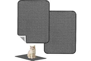 JKYVAA 2Pcs Cat Scratching Mat Grey Cat Scratch Mat Sisal Carpet Cat Scratcher Protect Furniture Cat Floor Scratching Pad for Indoor Cats Grinding Claws Nails Carpets Sofas (50x25cm)