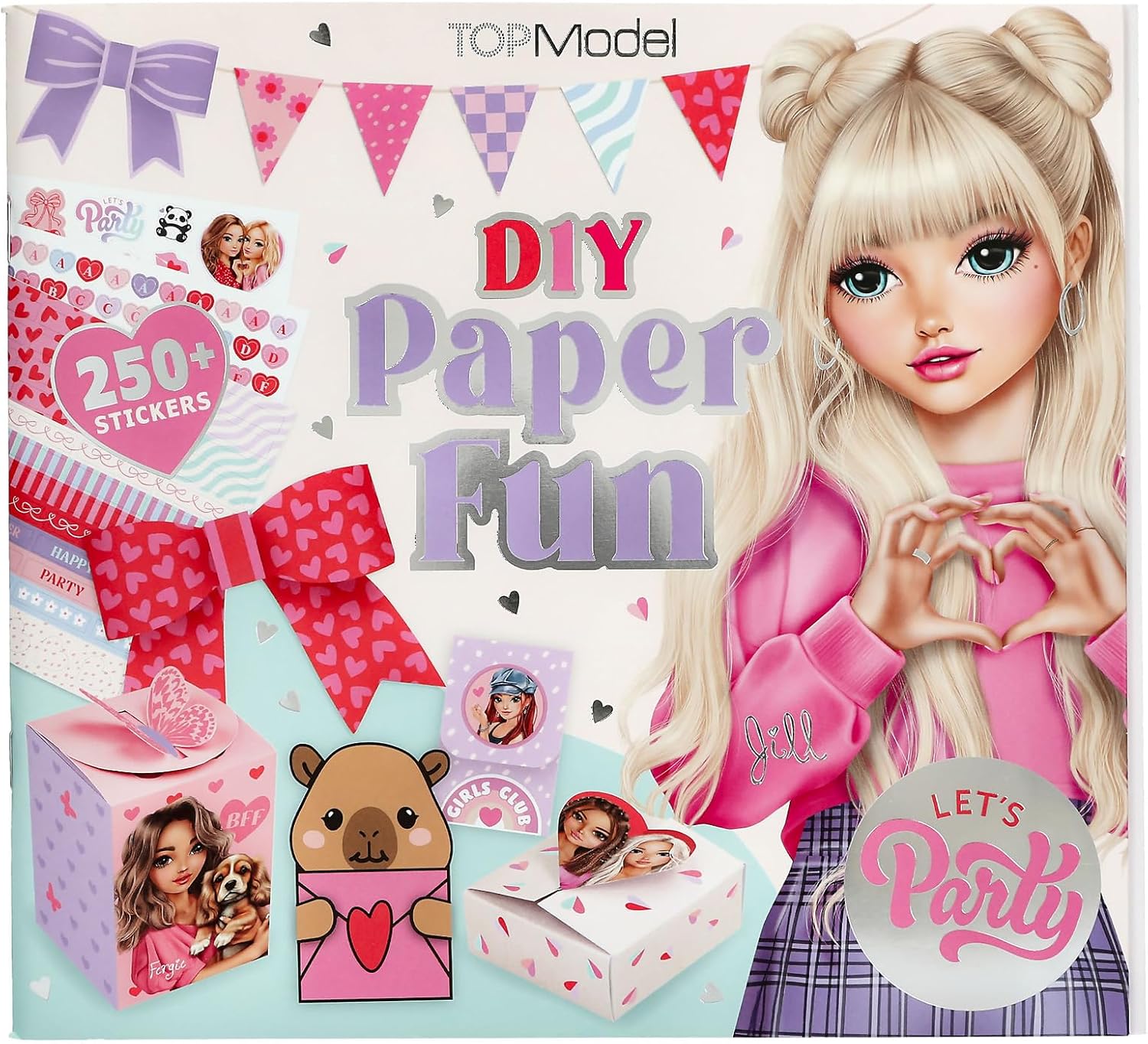 Depesche 13730 TOPModel - Set de Libro Creativo DIY Paper Fun con 32 páginas de Colores para Hacer Manualidades y diseñar Cartas, Postales y Mucho más. Incluye 2 Hojas de Pegatinas.