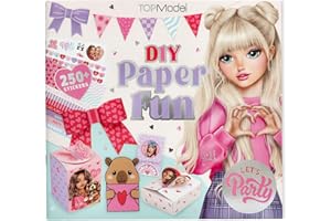 Depesche 13730 TOPModel - Set de Libro Creativo DIY Paper Fun con 32 páginas de Colores para Hacer Manualidades y diseñar Cartas, Postales y Mucho más. Incluye 2 Hojas de Pegatinas.