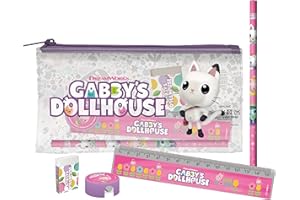 CYPBRANDS Gabby Set de papeterie, écriture, règle, gomme, taille-crayon, étui, couleur rose, produit officiel