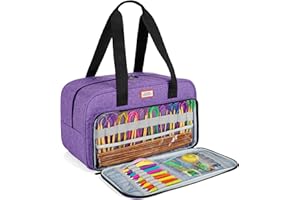 CURMIO Borsa Porta Filati, Borsa Tote per Uncinetto, Progetto di Lavoro a Maglia e Accessori, Ideale per Principianti all'Uncinetto e Amanti del Lavoro a Maglia, Solo Borsa, Viola