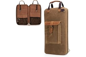 Damero Waxed Canvas Knife Bag with 11 Slots and 2 Zippered Mesh Pockets for utensils, Portable Chef Knife Bag with Handle and Removable Shoulder Strap, Camping Storage Bag for Chef Knife Set, Bag Only