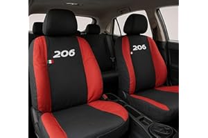 Auto Accessori Lupex - Housses pour siège Auto, compatibles Housses de siège Auto pour 206, Noir Rouge, Made in Italy, Avant-arrière, Tissu Polyester, Housses intérieures Auto