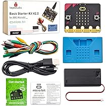 KEYESTUDIO BBC Microbit V2 Starter Kit, elektronische programmeerkit voor tieners volwassenen, inclusief Micro bit V2, Makecode en Python code, Barebone PCs