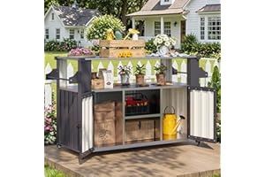 UNIONLINE Outdoor Kitchen Island, Rolling Bar Cart Storage Cabinet, Garage Tool Cupboard with 2 Door, Lockable Wheels for BBQ Patio Backyard, Toolroom and Kitchen,129cm