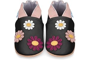Juicy Bumbles Chausson Bebe Fille et Garçon - Chaussons Enfant en Cuir Souple Crèche - Chaussures Bébé Premiers Pas avec Semelle Antidérapante - Chausson Cuir Bébé 0-6 Mois à 3 Ans