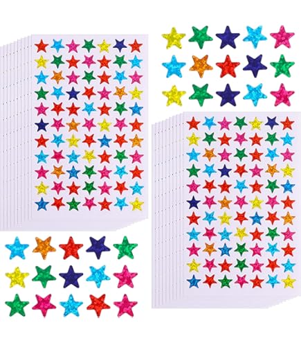 OSDUE Lot De 1814 Autocollants étoiles Pour Enfants, 27 Feuilles De Couleurs Assorties Pour Récompense D'enseignant, Scrapbooking, Loisirs Créatifs