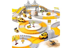Bilbana för barn, pojkar, flickor,Car Racetrack For Kids With 2 Electric Car,Car Racetrack Racetrack 6 Cars Excavator Toys, Flexible Car Track Toy Cars Set For Child Children Boys and Girls