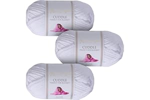 Utopia Crafts Cuddle Lot de 3 pelotes de fil chenille doux super épais pour tricot et crochet 100 g (blanc)