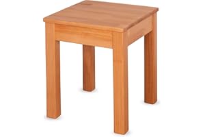 Staboos Buche Sitzhocker Holz - Massiv Holzhocker bis 150 kg - Kernbuche Holz Hocker Doc ohne Eingriff - als Nachttisch nutzbar - 35 x 35 x 45cm