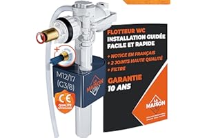 Flotteur WC Durable - INSTALLATION FACILE : Notice Complète + Joint + Filtre - Garantie 10 ans Mécanisme Qualité Prémium Chasse d’eau. Robinet d eau Mecanisme Horizontal pour WC toilette deau
