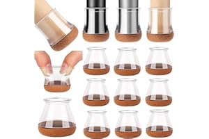CZ Store® - Nakrętki na nogi krzeseł, 16 szt. | ochraniacze na nogi krzeseł 14-20 mm, chronią spokój i podłogę, skarpety na krzesła, gruby filc przed zarysowaniami | trwały silikon, przezroczysty