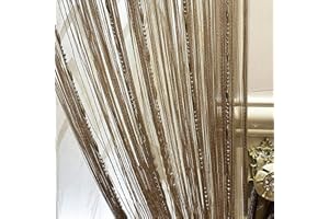 SANJIANKE-FS Dew Drop Chain Bead Curtain String Door Room Divider Fly Bug Screen Tassel String Line Door Curtains Window Room Divider Decorative Tulle Curtains For Room String Bead Curtain (Champagne)