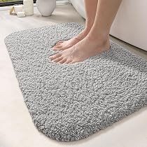 Alfombra Baño Secado Rápido Antideslizante - Diatomeas, 43x68 Cm, Gris, Base Goma