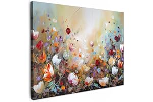 MuchoWow© Impression sur Toile Photo Peinture 40x30 cm Tableau Decoration Murale Chambre Salon Maison Deco Cuisine Peinture à l'huile - Fleurs - Coloré - Nature