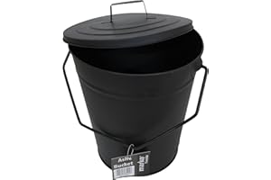 MARKO Ash Bucket Black Coal Scuttle Vintage Style Fireside Hearth Decor Log Holder